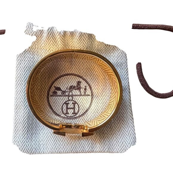 HERMES Clic Clac H Bracelet Light Blue/Gold w Dustbag - Picture 2 of 4